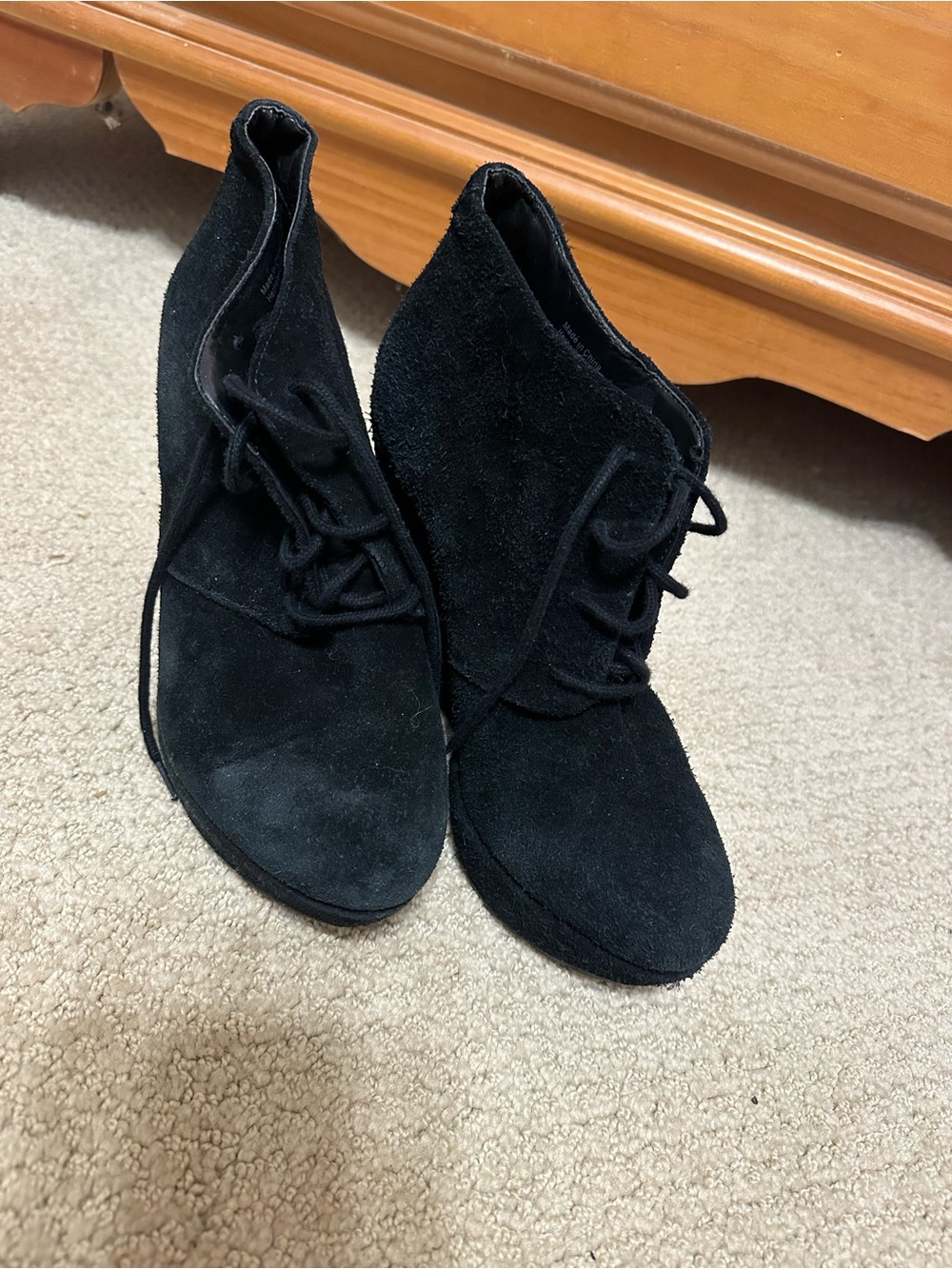 Aldo Black Suede Lace-Up Ankle Boots